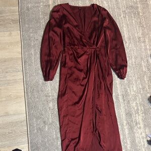 SHEIN Deep Red Long Sleeve Dress